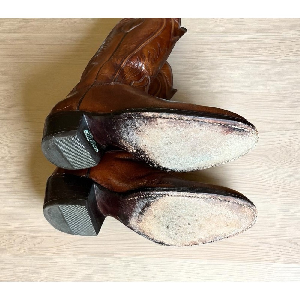 Lucchese San Antonio Vintage Brown Leather Boots Women, Size 6.5A Western 8083 - Picture 8 of 16